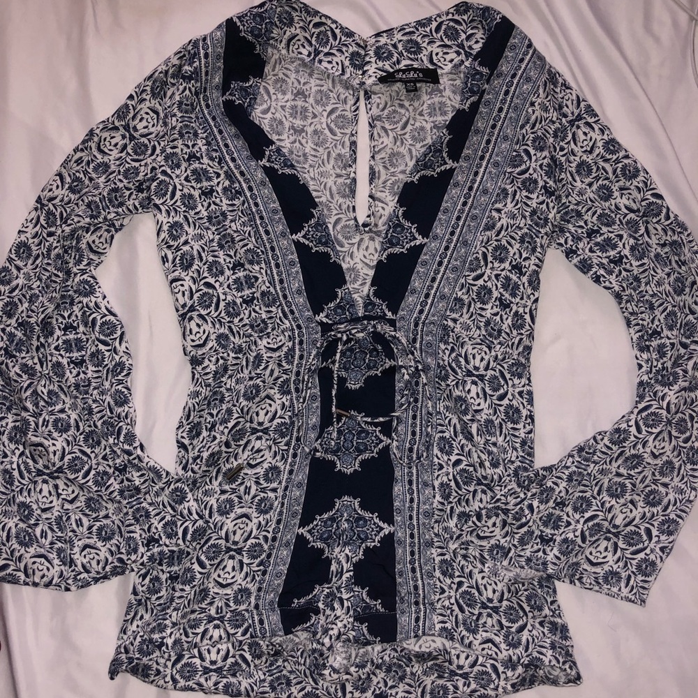 Long-Sleeve Low Cut Romper